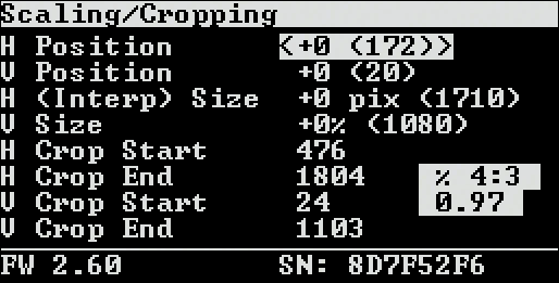 RetroTINK-5X Pro Fw.2.60 OSD Scaling/Cropping