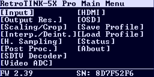 RetroTINK-5X Pro Fw.2.39 OSD