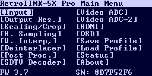 RetroTINK-5X Pro Fw.3.7 OSD