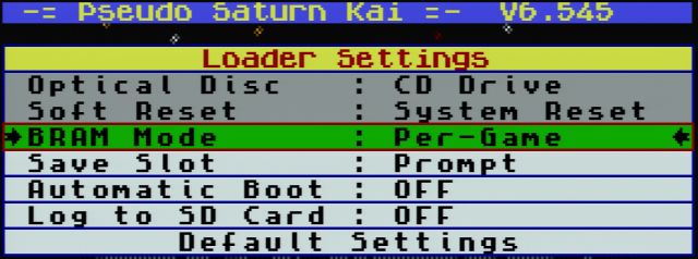 Satiator Menu Kai Load Settings